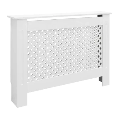 Bild av ECD Germany Radiatorskydd med vaxkaksmönster 112x19x82 cm Vitlackerad MDF för sovrum Vardagsrum Värme