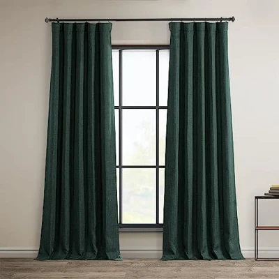 Bild av HPD Half Price Drapes mörkläggningsgardiner i fuskläder för sovrum och vardagsrum 132 x 136 cm, BOCH LN21328 96 (1 panel), bränngrön