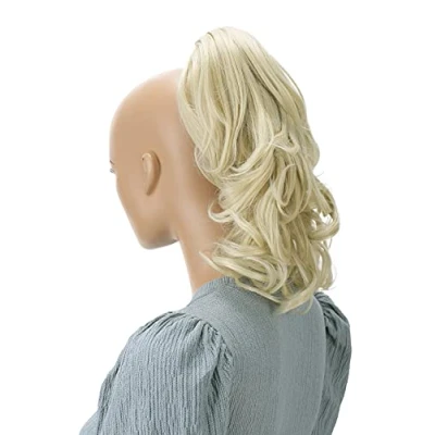 Bild av CAISHA 30cm Hårstycke Fläta Hästsvans Hårförlängning Voluminös Vågig Ljusblond H134