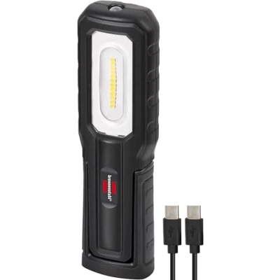 Bild av Brennenstuhl LED uppladdningsbar handlampa HL 701 A/LED ficklampa för utomhusbruk IP54 (700+100lm, inklusive USB C laddningskabel, upp till 10 timmars ljustid, med magneter och krok)