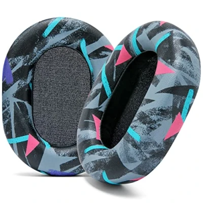 Bild av WC Wicked Cushions extra tjocka öronkuddar för Sony WH 1000XM5 Mjuka PU läderkuddar, lyxigt ljudisolerande minnesskum, tjocklek 90&#039;s Black