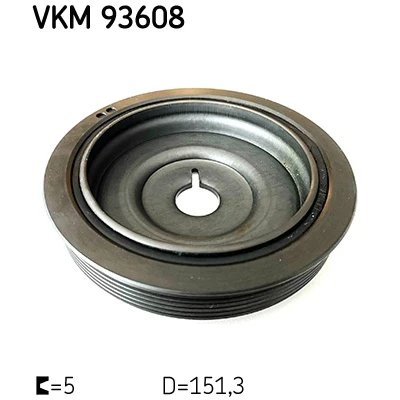 Bild av SKF VKM 93608 Remskiva Vevaxel 151,3mm 6 RENAULT: LAGUNA 3, GRAND SCENIC 2, 3 Grandtour, NISSAN: Juke, Qashqai / Qashqai+2 I, Note II Hatchback
