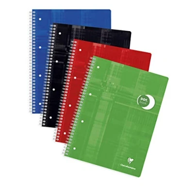 Bild av Clairefontaine 8253C Förpackning med 5 college block DIN A4+ ringpärmshål, 4 håls perforerade, 80 punkt/prickiga rutiga ark, 90g, blandade färger, 1 pack