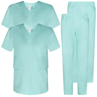 Bild av Misemiya Förpackning x 2 st unisex blus uniformsset medicinsk uniform med topp och byxor Ref.2 8178, Turkos, XXL