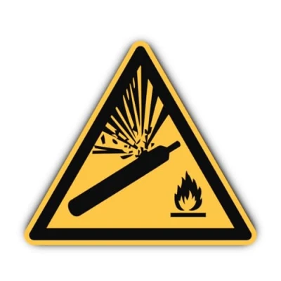 Bild av Varning för gasflaskor: W029 DIN EN ISO 7010/ASR A1.3 klistermärken: 20 cm, 1 styck