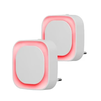 Bild av YUNLEX Nattljusuttag, [2 pack] babynattlampa med skymningssensor Automatisk på/av LED nattlampa, ljusstyrka justerbar i 3 nivåer, för baby, hall, badrum, kök, sovrum, toalettbelysning Röd