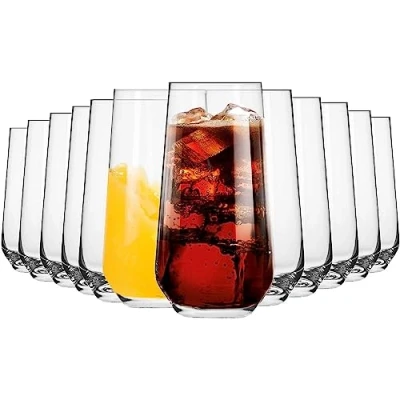 Bild av KROSNO Höga Dricksglas för Vatten och Juice Set med 12 480 ML Splendour samlingen Hiball &amp; Tumbler Crystal Glass Perfekt hem, restauranger fester Diskmaskin säker