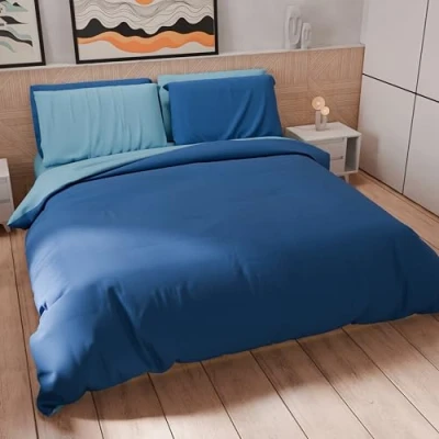 Bild av PETTI Artigiani Italiani Dubbelt påslakanset 250x200 cm (2 örngott 50x80 ingår), mjuk mikrofiber enfärgad elektrisk blå himmelsblå