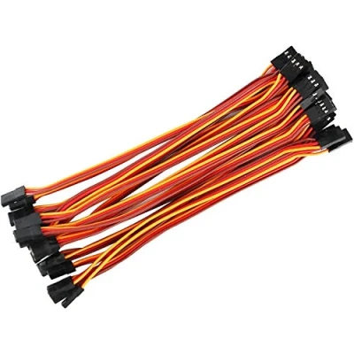 Bild av POFET 20 st 10 cm JR stil servoförlängningskablar, 3 stift förlängningskabel 22AWG 60 kärnor tråd hane till kvinna Futaba för radiostyrt flygplan