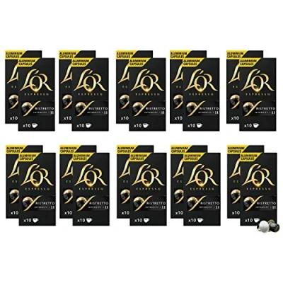 Bild av L&#039;OR Espresso Ristretto Intensity 11 Nespresso* kompatibla kaffekapslar i aluminium 20 paket med 10 kapslar (200 drycker)
