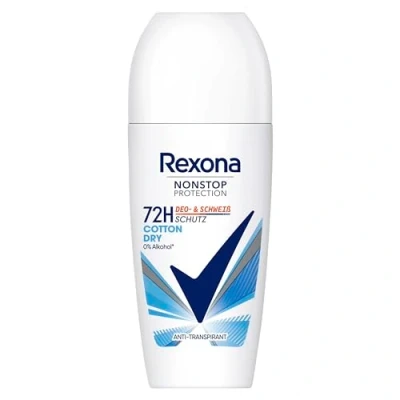 Bild av Rexona Nonstop Protection Deodorant Roll On Cotton Dry Anti Perspirant med 72 timmars skydd mot svett och kroppslukt 50 ml