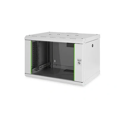 Bild av DIGITUS nätverksskåp 19 tum 7 U väggmontering 450 mm djup max. belastning 100 kg Unique series glasdörr grå
