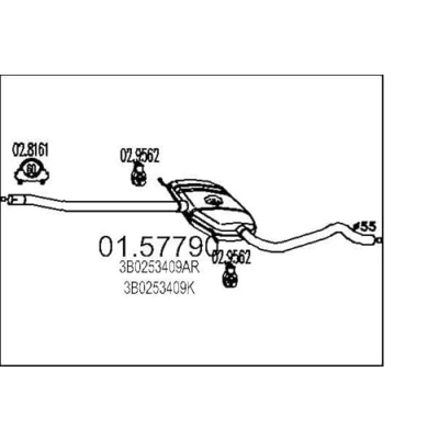 Bild av MTS 01.57790 Silencieux Intermédiaire 1630 VOLKSWAGEN: Passat B5 Break, GP Berline