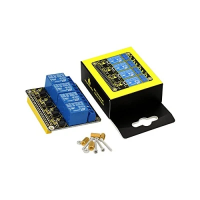 Bild av Raspberry Pi 4 kanals relähatt skyddsmodul 5 V DCAC KEYESTUDIO expansionskort för 4/A+/B+/Pi 2 modell B/Pi 3 B