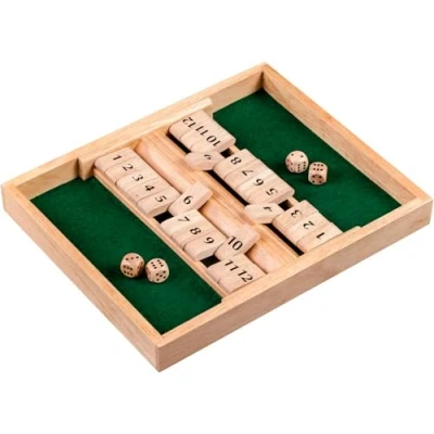 Bild av Philos 2 Player Shut the Box Game 12 numbers Wooden board and 4 dice