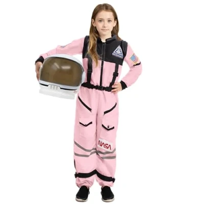 Bild av Spooktacular Creations rosa astronautkostym, rymddräkt med rörlig astronauthjälm, barn astronautdräkt för pojkar och flickor halloween utklädning, cosplay, temafest