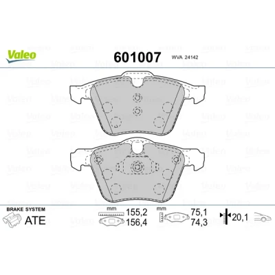 Bild av VALEO 601007 Jeu de plaquettes frein Essieu avant contact signal d&#039;usure exclu avec tôle anti bruit FORD: S Max Mk1, MONDEO 4, Galaxy Mk2 MPV