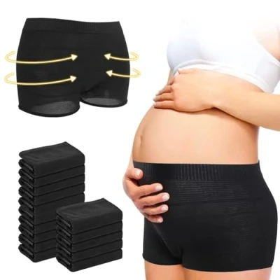 Bild av Postpartum trosor för kvinnor, 15 st kvinnors moderskapstrosor engångs hög midja underkläder graviditet sömlös mjuk andningsbar stretchig återhämtning från C sektionen