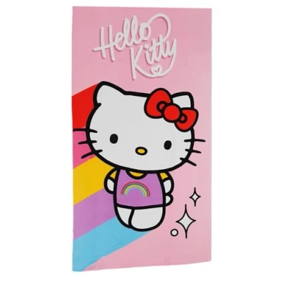 Bild av Aymax barn handduk strandhandduk duschhandduk badhandduk 70 x 140 cm pojkar och flickor mikrofiber (Hello Kitty)