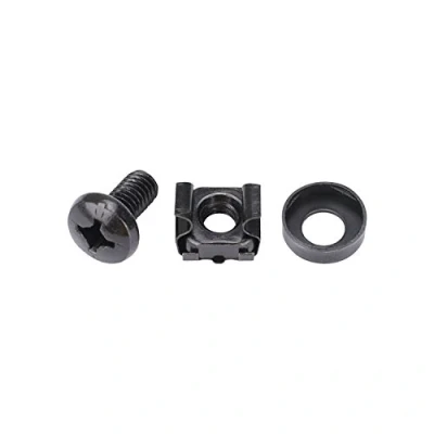 Bild av HMF 61060 60x burmuttrar set för serverställ 10&quot; eller 19&quot; datanätverksskåp, M6 skruvar, svart