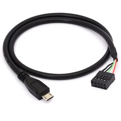 Bild av 9 polig USB moderkort honhuvud till mikro hanadapter Dupont förlängningskabel, mikrohane 10 stift hona Dupontont sladd (50 cm/1,6 fot) )