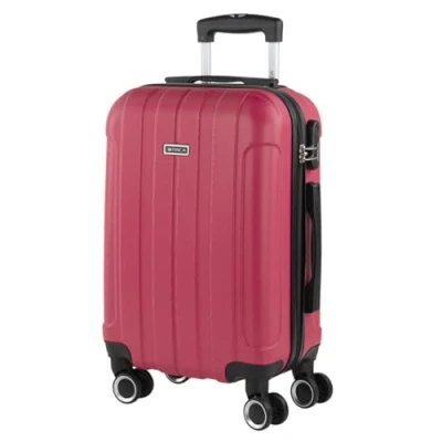 Bild av ITACA Resväska Styv Resehytt 4 Hjul Vagn 55 cm ABS Slät. Bagage av Hand. Resistenta och Lightweight Handtag 2 Hänglås. Låg kostnad Ryanair, Jordgubb