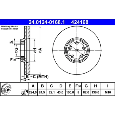 Bild av Bromsskiva Ate 24.0124 0168.1