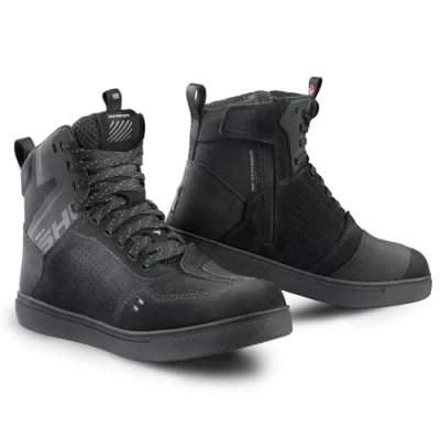 Bild av SHIMA REBEL 2.0 Motorcykelskor Kvinnor Ventilerat Läder Sommar Skor Sneakers Touring Skydd Dragkedja Sida Yttersula Halkfria Sommarkläder (Kvinnor, Ventilerad Svart, 40)