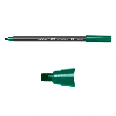 Bild av edding 1255 Kalligrafipenna flaskgrön 1 penna kalligrafispets 3,5 mm fiberpenna för papper, trä, terrakotta, duk nybörjare, handbokstavsskrift, bullet journal, gratulationskort, dagbok