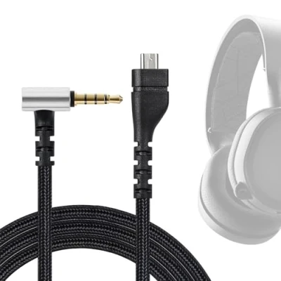 Bild av 1,2 m / 2 Ersättningsljudkabel Svart Ersättningskabeln Tätt Gaming Headset för Arctis 3 5 7 Pro Kabeln