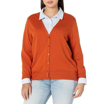 Bild av Amazon Essentials Kvinnors Lätt V ringad cardigan tröja (finns i plusstorlek), Rost, XS