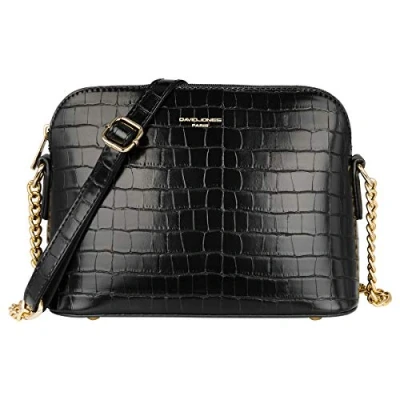 Bild av David Jones Dam Liten Axelremsväska Krokodil PU Läder Axelväska Messengerväska Crossbody Bag Handväska Dragkedja Mode Kvinnor Resa Svart
