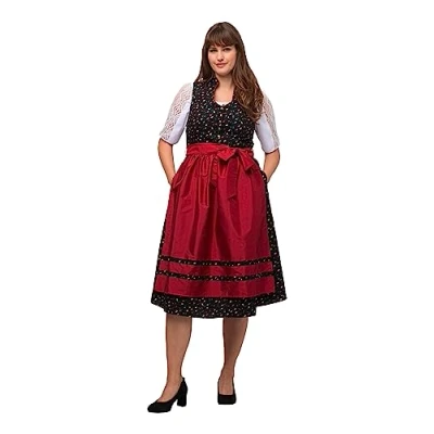 Bild av Ulla Popken Dirndl BLÜTEN SCHMUCKKNÖPFE Vausschnitt ÄRMELLOS Dirndl, Storlek: 52, Schwarz