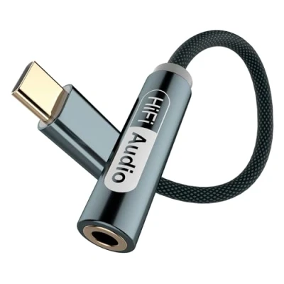 Bild av YISH USB C Jack：Typ Jack 3.5, Nylon Adapter kompatibel med iPhone 16/15 Pro Max/15 Plus Samsung Galaxy S25/S24/S23 Xiaomi 9/8 MacBook iPad Google Pixel