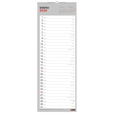 Bild av Miquelrius Väggkalender 2025 basic, kalender 155 x 430 mm, med plats att kommentera, dubbel spiralbindning, 2025, spanska