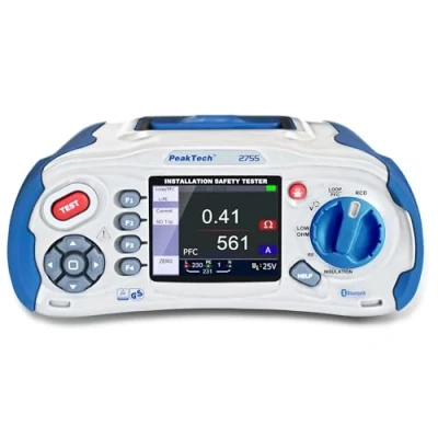 Bild av PeakTech 2755 VDE 0100 Installationstestare med Bluetooth, USB och SD kort, multifunktionstestare enligt 3,5 tums TFT färgdisplay, IP 65, internt minne, app för iOS Android