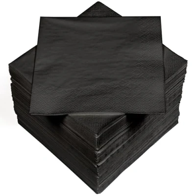 Bild av HEKU 100 enfärgade servetter, 3 lager, 33 x cm I Enhetlig kvalitet för evenemang och gastronomi praktisk 5 pack mycket absorberande snygg, svart