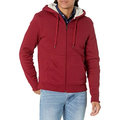 Bild av Amazon Essentials Men&#039;s Sherpa fodrad fleecetröja med dragkedja, Röd, M