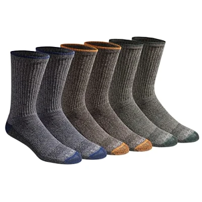 Bild av Dickies Men&#039;s Multi Pack Dri Tech Moisture Control Crew Socks, Heathered Colored (6 Pair), Shoe Size: 6 12