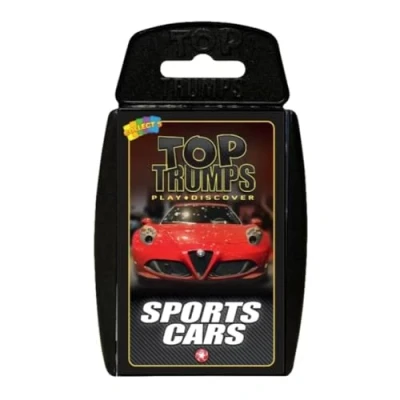 Bild av Top Trumps sportbilar klassiker kortspel, upptäcka intressanta fakta i detta pedagogiska packade spel inklusive topphastigheten på Pagani Huayra, 2 plus spelare blir en fantastisk present för åldrarna