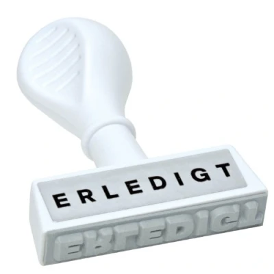 Bild av WEDO 19316 lagertext stämpel, plast, avtrycksbredd ca 45 mm, ergonomiskt handtag, vitt