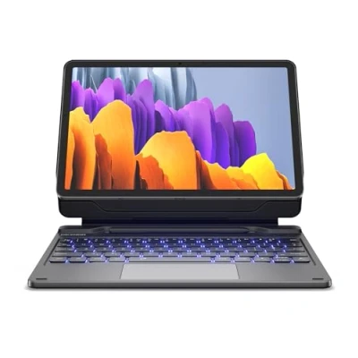 Bild av Dexnor för Samsung Galaxy Tab S8/S7 fodral med tangentbord, magnetiskt flytande konsolstativ multipekplatta, S pennhållare bakgrundsbelyst tangentbordsfodral S8 / S7 11 tum brittisk