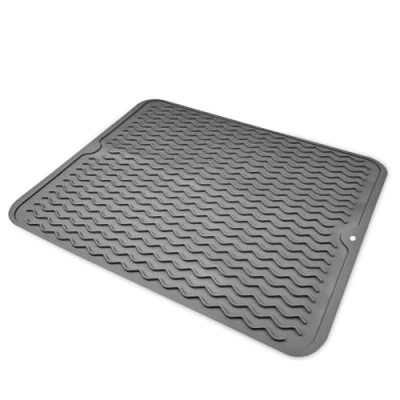 Bild av Newpop droppmatta, vikbar, 40 cm x 30 silikon droppmatta diskbänk, diskbänk och badrum, halkfri snabbtorkande (mörkgrå)