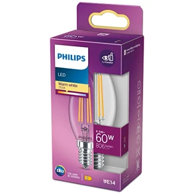 Bild av Ampoule LED Bougie Philips Equivalent E14 60 W Blanc E (2700 K)