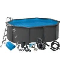 Bild av Swim And Fun Basic Pool Oval 490 x 360 120 cm, Anthracite Grey