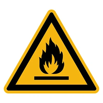 Bild av Danger Warning NF ISO7010 klistermärke vatten och UV resistent laminerat triangulärt signallim brandfarliga material 60 x cm