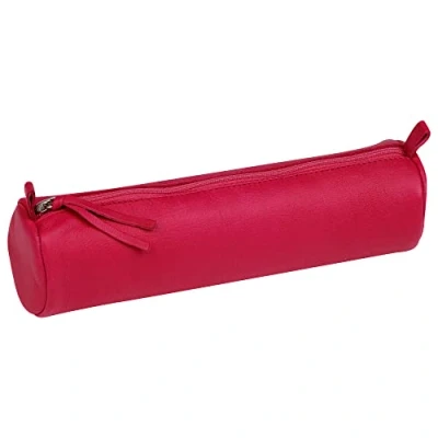 Bild av Clairefontaine 410162C Pennfodral runt, av lammskinn, Ø 5,5 x 22 cm, 1 styck, hallon