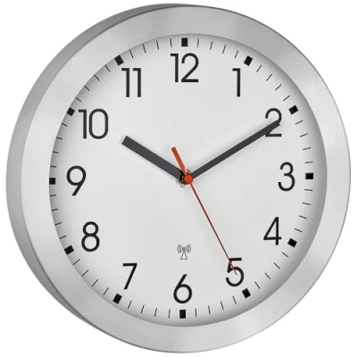 Bild av TFA Dostmann analog trådlös väggklocka, 60,3546.02 med metallram, liten, 25 cm diameter, köksklocka, kontorsväggklocka, vit, (L) 250 x (B) 40 (H) mm