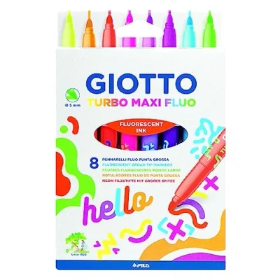 Bild av Giotto Turbo Maxi, Fluo Blandade färger, 8 stycken Kulspetspennor med spets