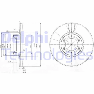 Bild av DELPHI BG3553 Disque de frein 280 24 6 ventilé huilé non traité sans roulement roue, bague ABS RENAULT: MASTER 2 Bus, Kasten